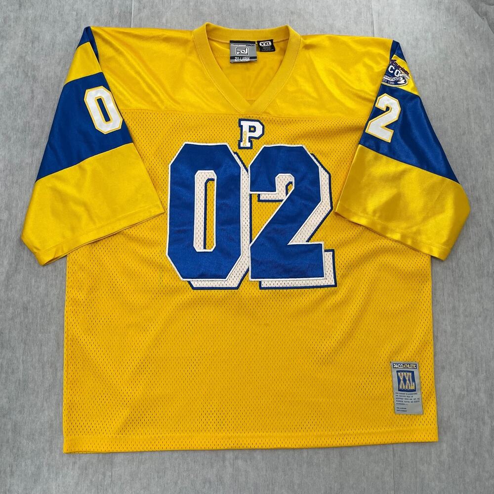VINTAGE Paco Athletics Shirt Adult 2XL Yellow Football Jersey 02 Streetwear Mens